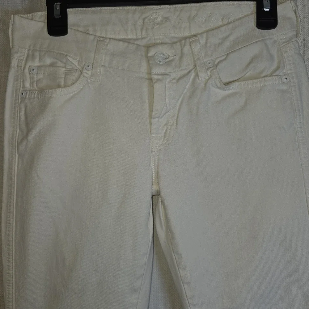 7 For All Mankind A Pocket Flare‎ Jeans White LowRise Size 26 Y2k